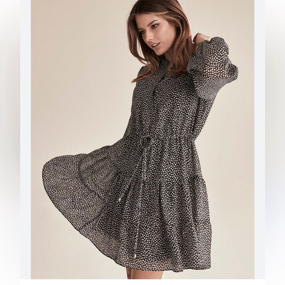 ever new Irene Smock Black and White Patterned Dress
